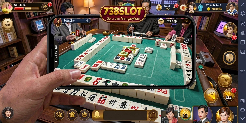 Screenshot gameplay 738SLOT menampilkan suasana permainan Mahjong yang seru.