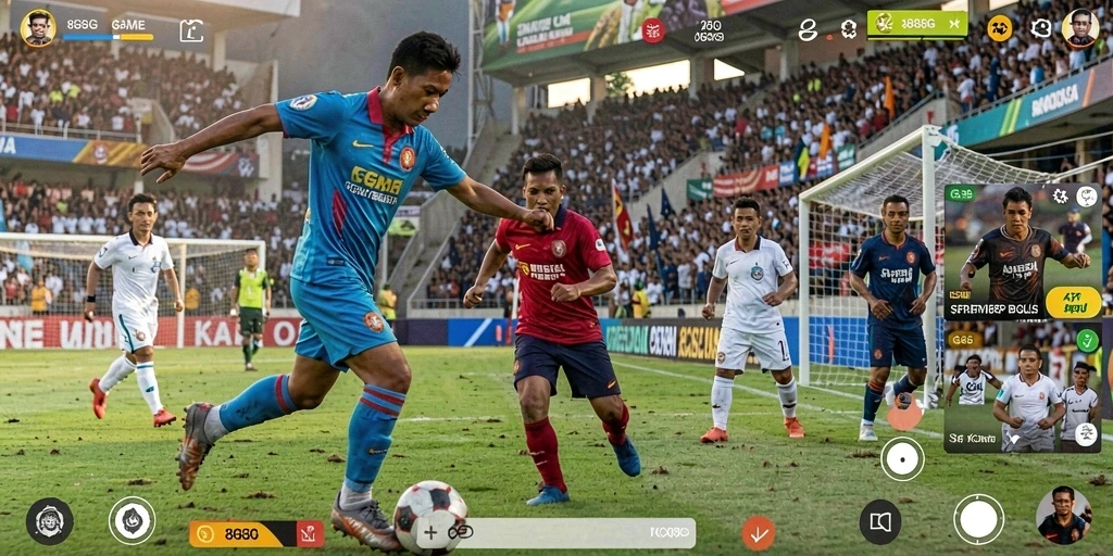 Tampilan seru gameplay sepak bola dalam 8G8G.