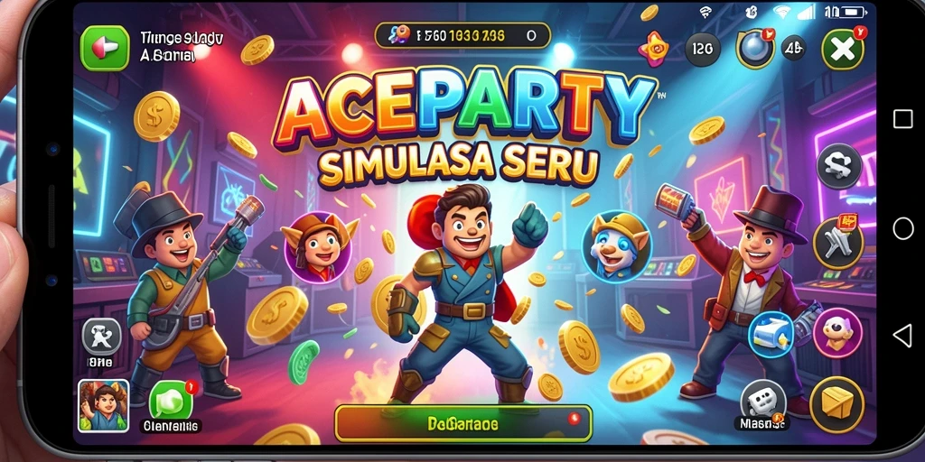 Tampilan gameplay ACEPARTY yang memukau dengan simulasi interaktif.