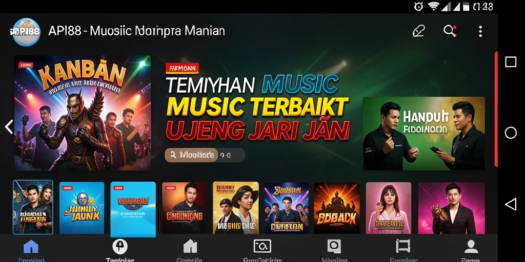 Tampilan utama API88 dengan beragam pilihan musik.
