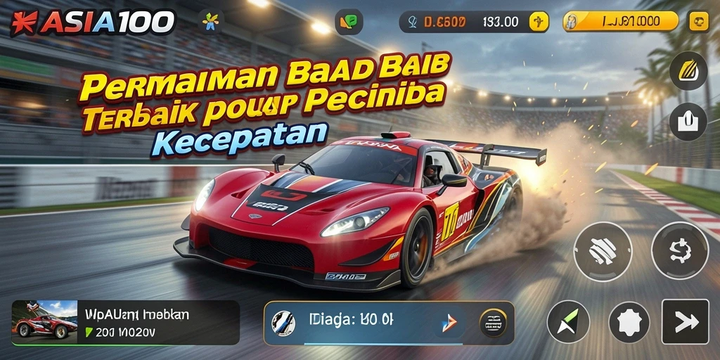 Tangkapan layar gameplay ASIA100 dengan aksi balap yang mendebarkan.