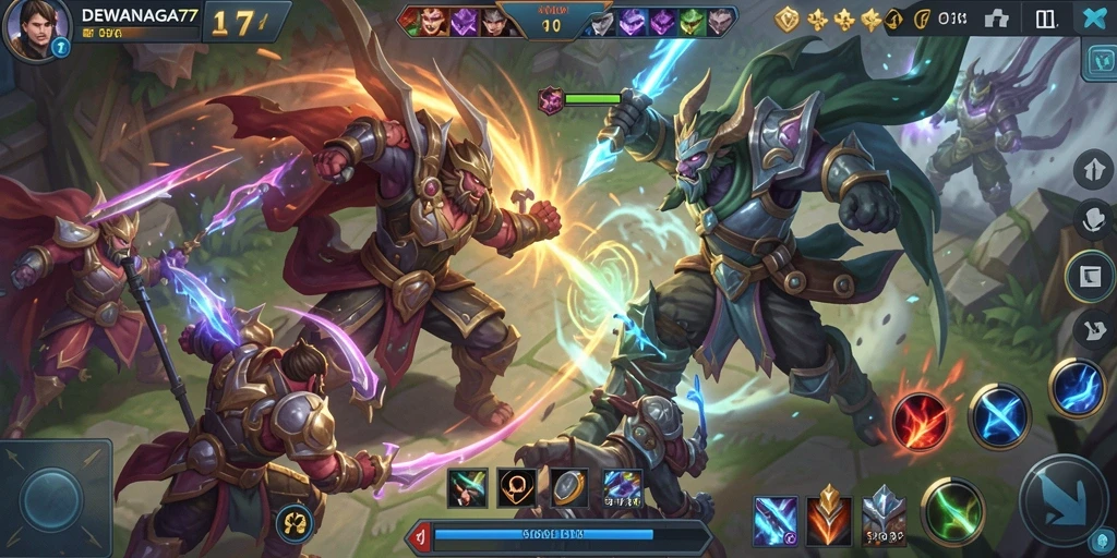 Gameplay seru dan menegangkan di DEWANAGA77 MOBA.