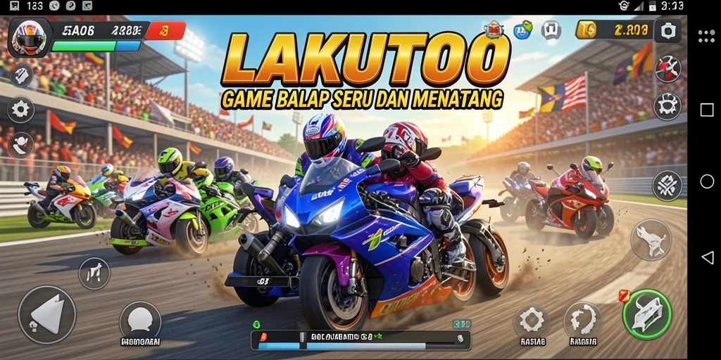 Tampilan menarik dari gameplay balap LAKUTOTO yang mendebarkan.