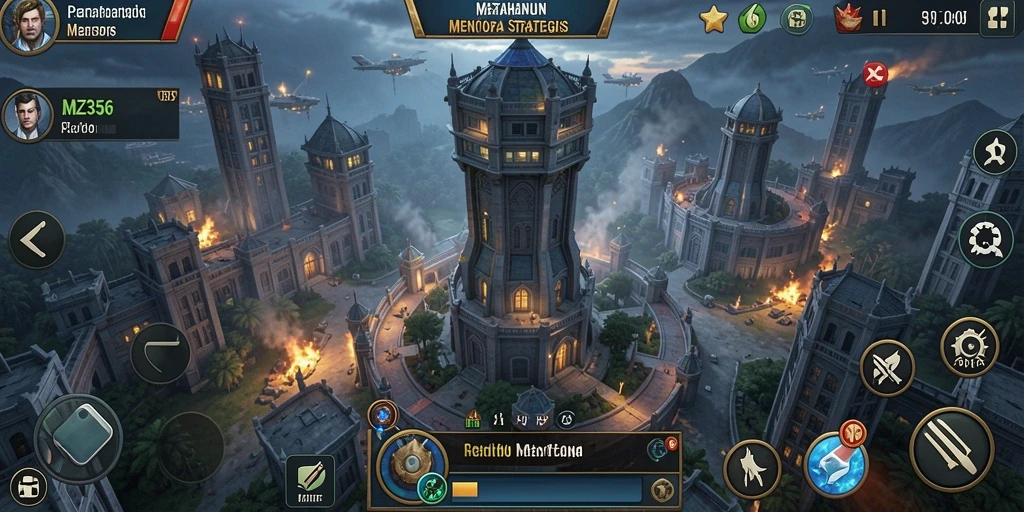 Tampilan strategis gameplay Tower Defense yang mendebarkan.