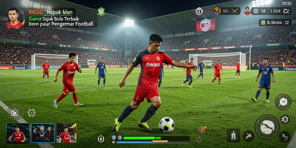 Screenshot RKGG menampilkan gameplay sepak bola yang dinamis dan mendebarkan.