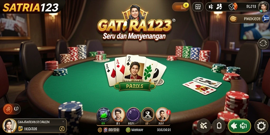 Screenshot SATRIA123 menampilkan antarmuka gameplay Poker yang menarik.