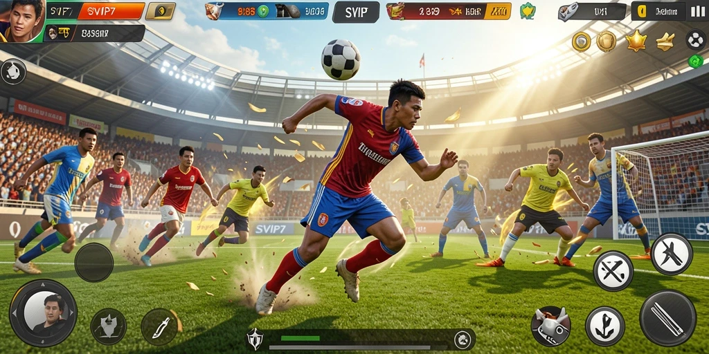 Tangkapan layar menunjukkan aksi mendebarkan dalam pertandingan olahraga.