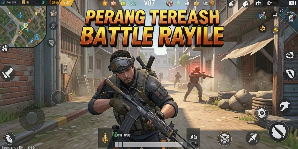 Gambaran gameplay seru di V87 dengan aksi Battle Royale.